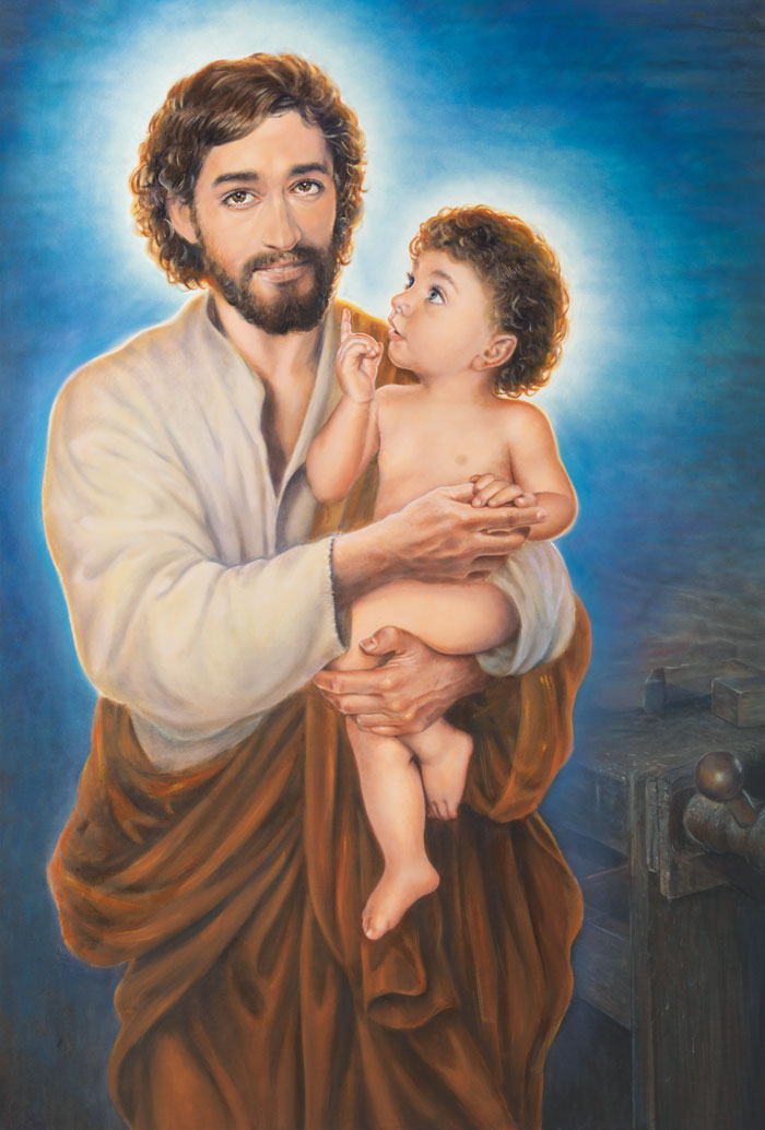 Tela San Giuseppe con Bambino (dipinto di Dawid K.). Dimensioni 70x100 cm