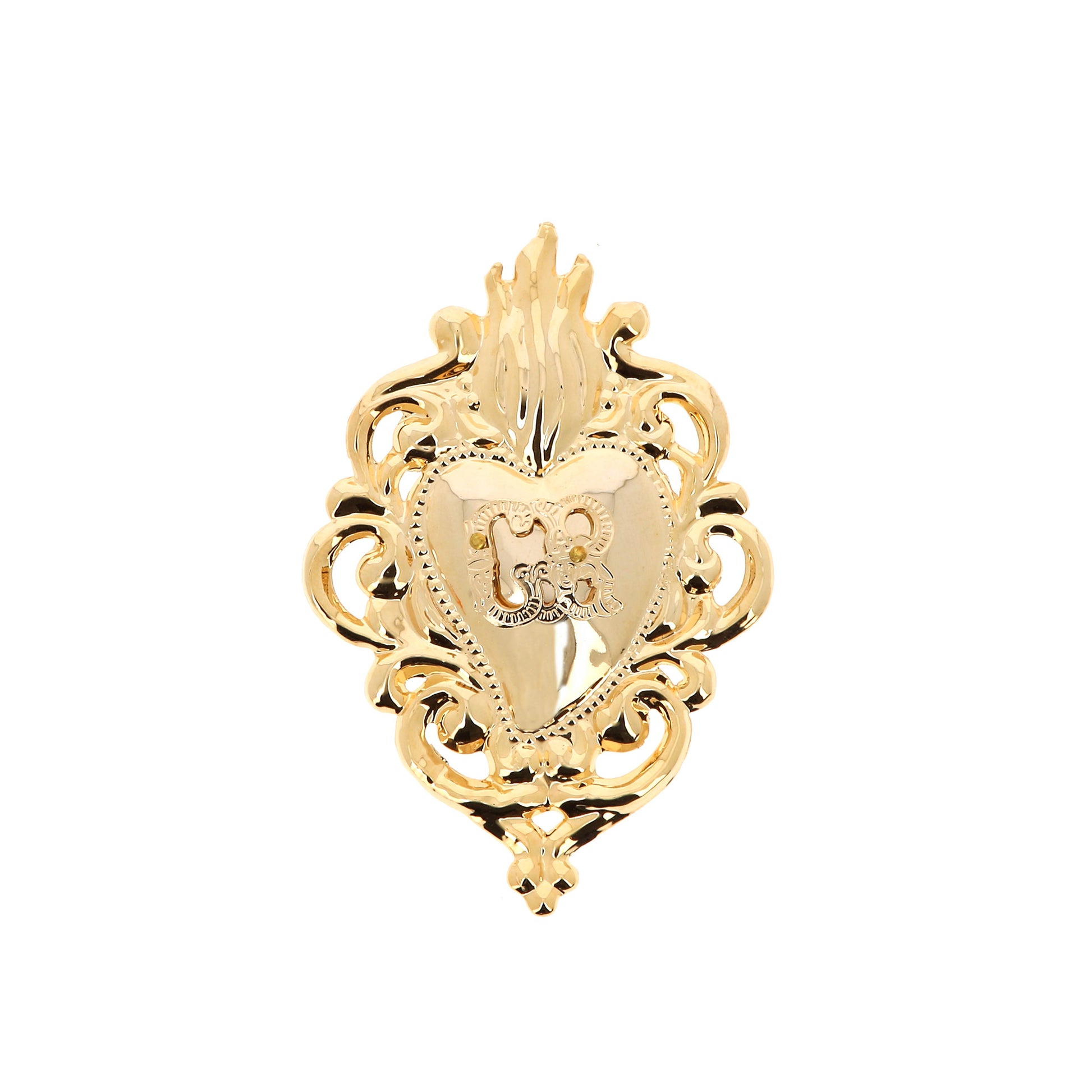 Cuore Votivo in metallo dorato. Dimensioni 6x8 cm