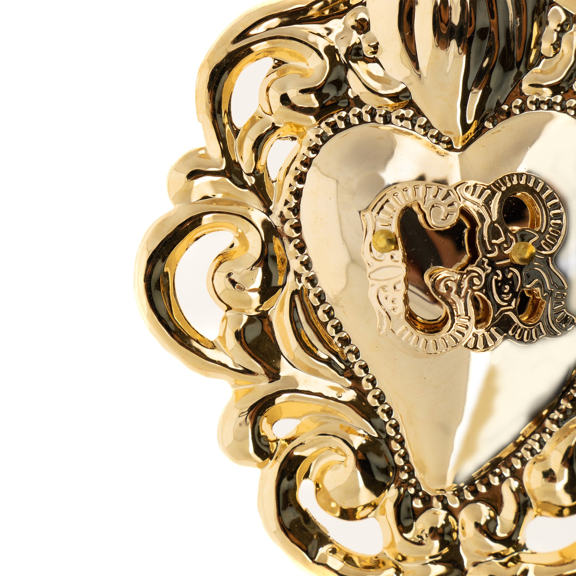 Cuore Votivo in metallo dorato. Dimensioni 6x8 cm