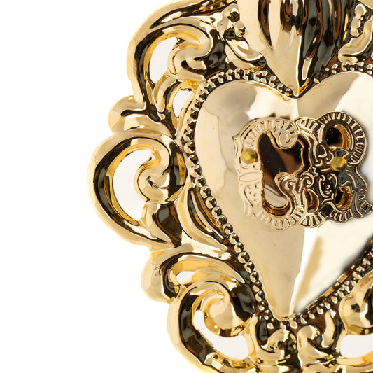 Cuore Votivo in metallo dorato. Dimensioni 6x8 cm