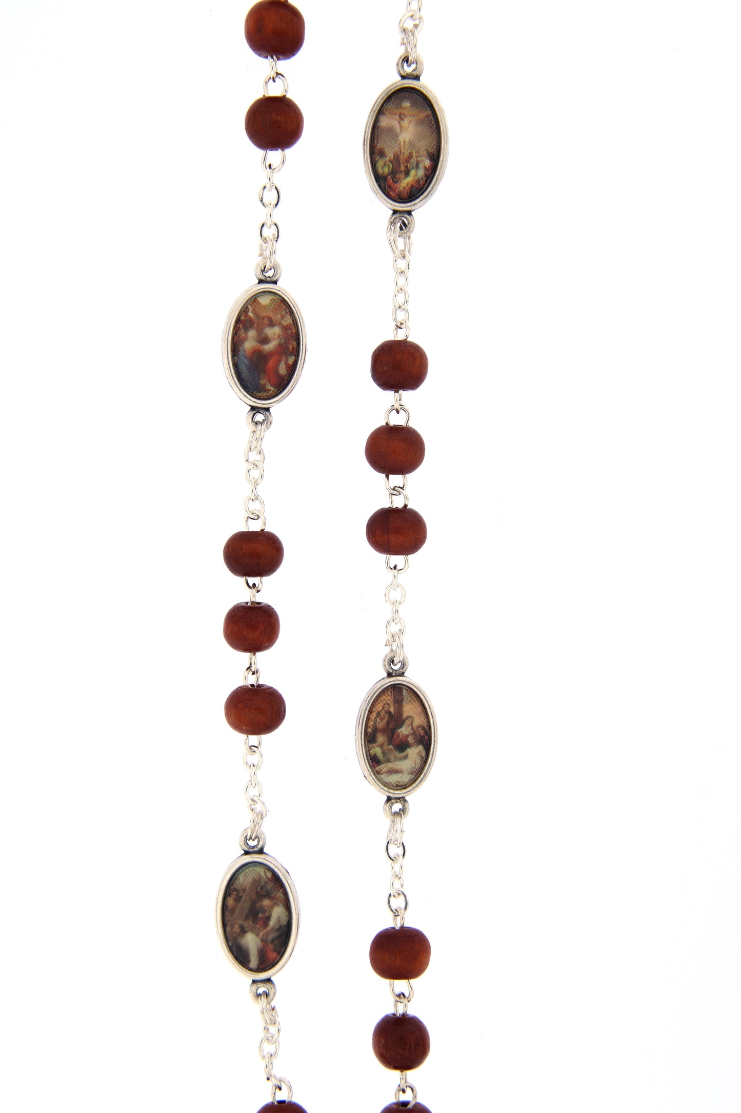 Corona Via Crucis in legno, croce Buon Pastore