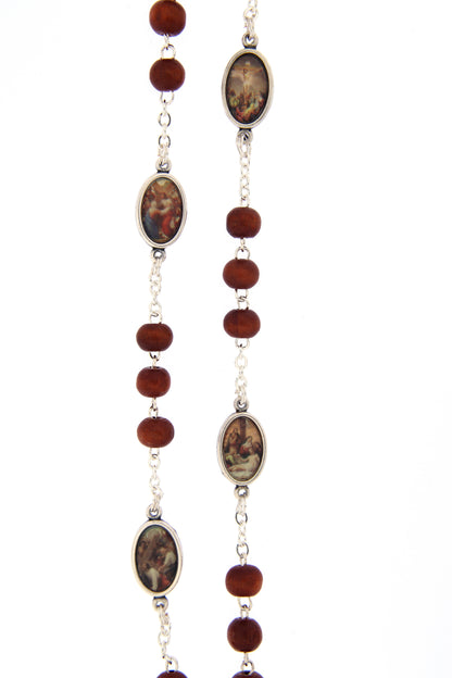 Corona Via Crucis in legno, croce Buon Pastore