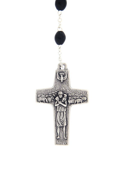 Corona Via Crucis in legno, croce Buon Pastore