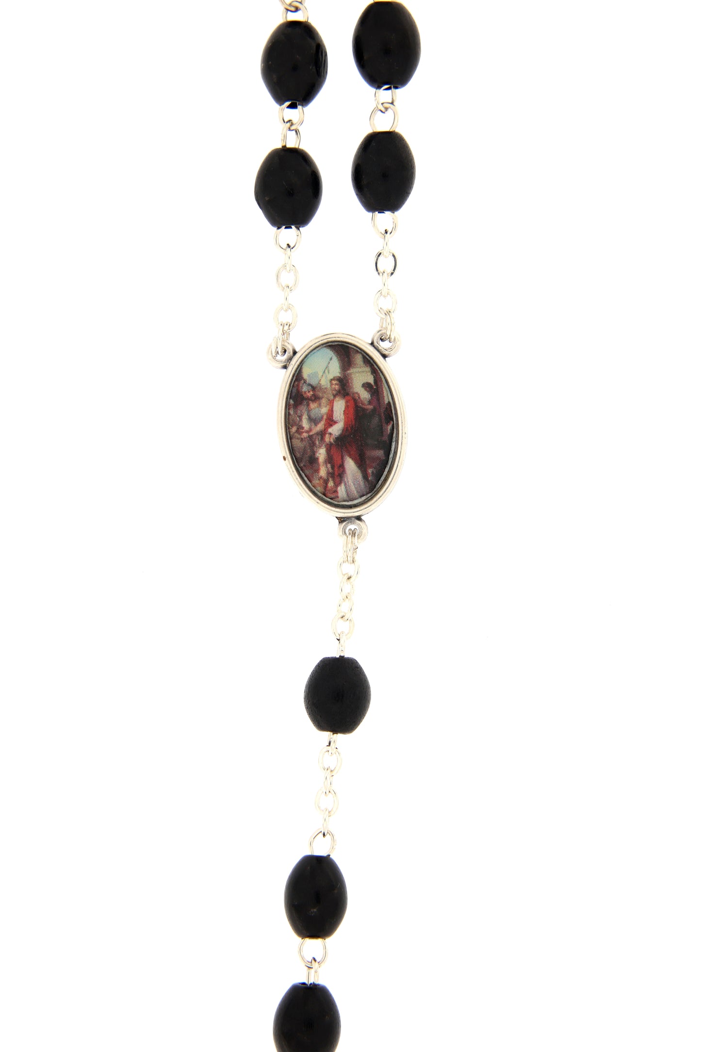 Corona Via Crucis in legno, croce Buon Pastore