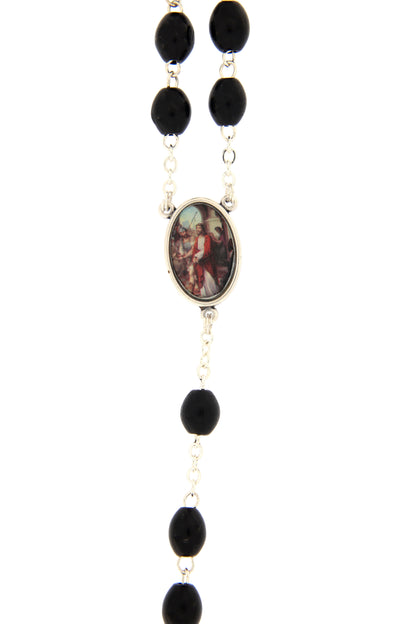 Corona Via Crucis in legno, croce Buon Pastore