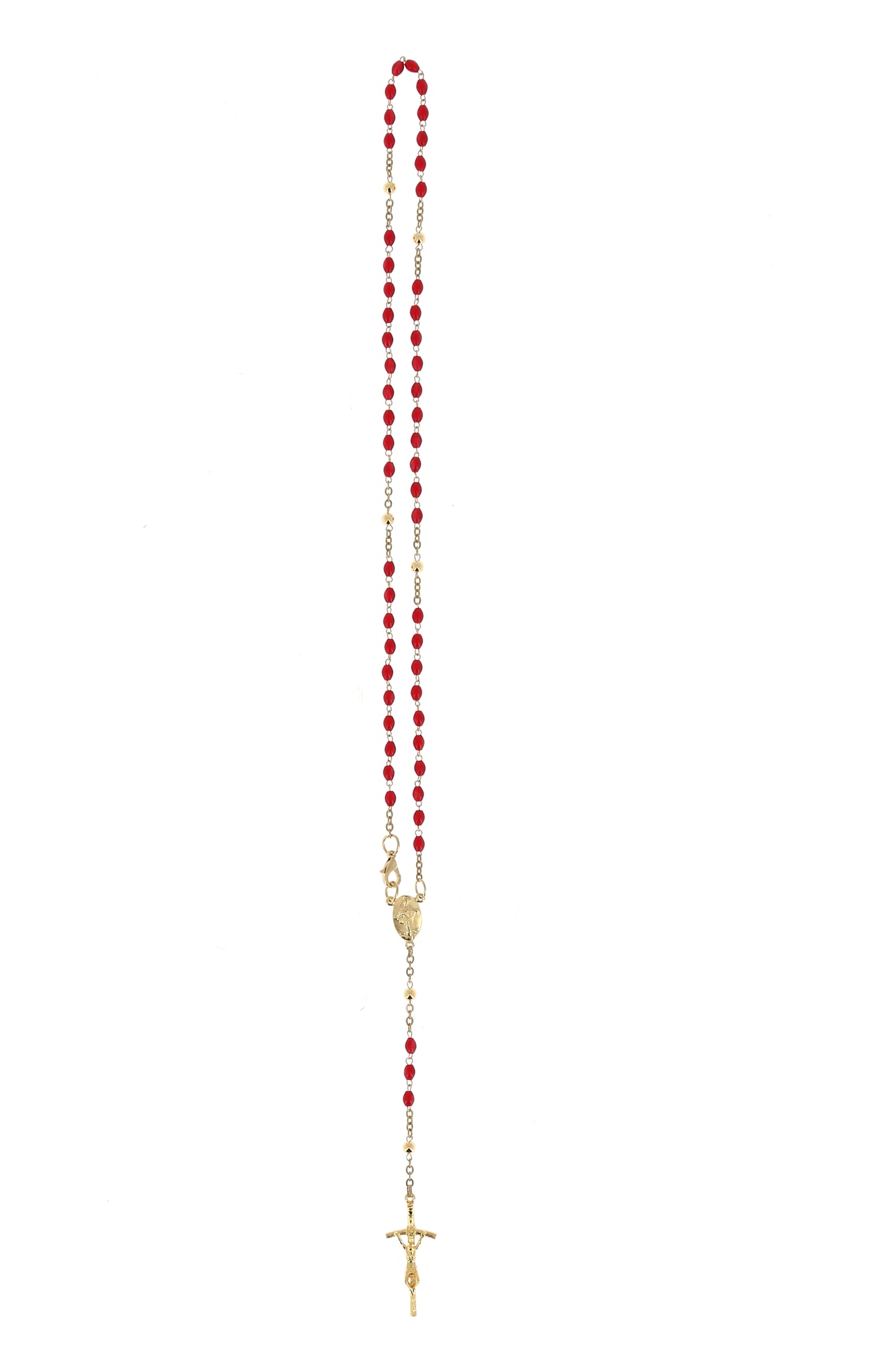 Corona dorata indossabile, grani ovali in imitazione madreperla rossa 4 mm