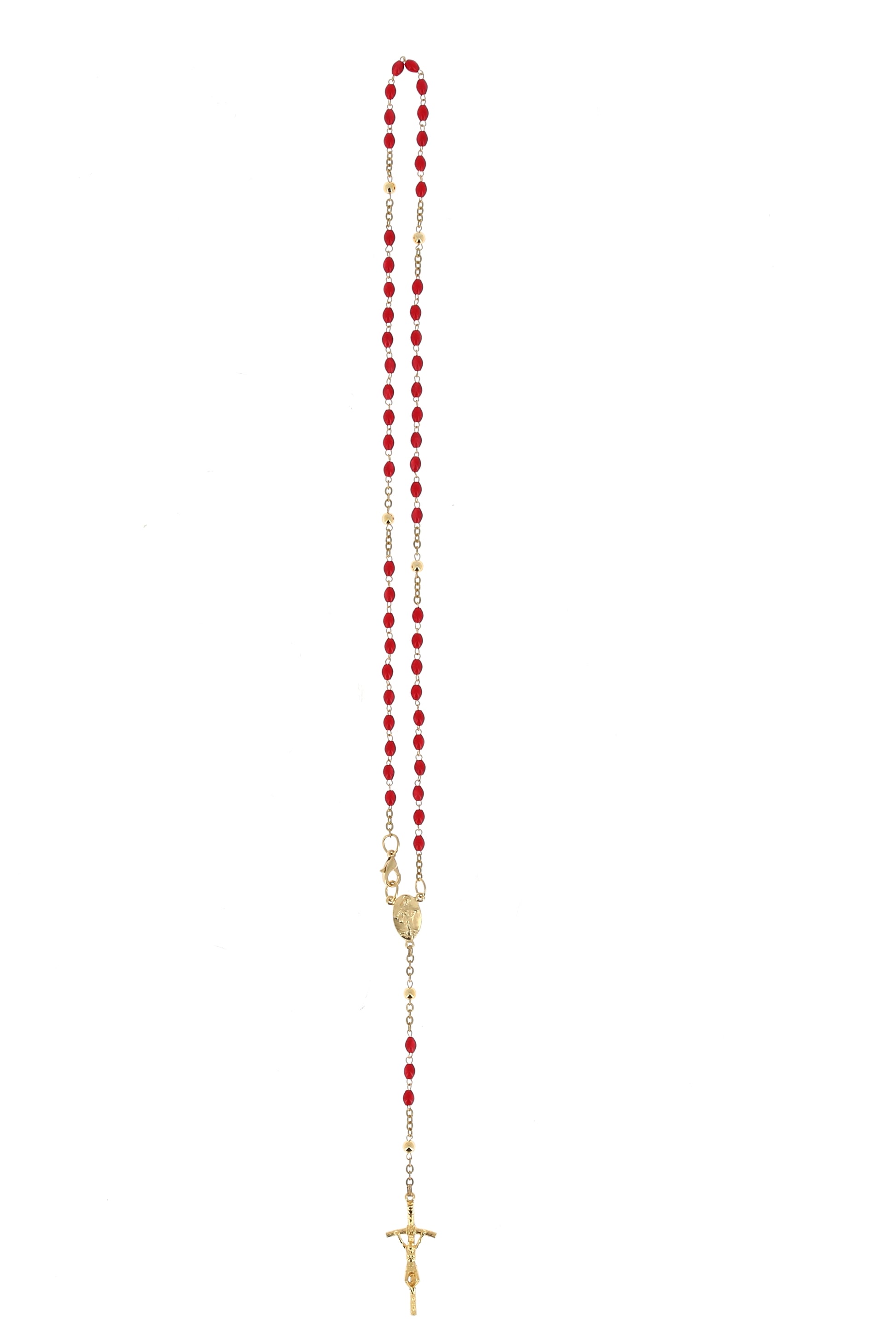 Corona dorata indossabile, grani ovali in imitazione madreperla rossa 4 mm