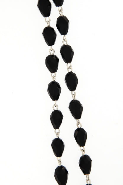 Corona grani in cristallo nero, 7 mm