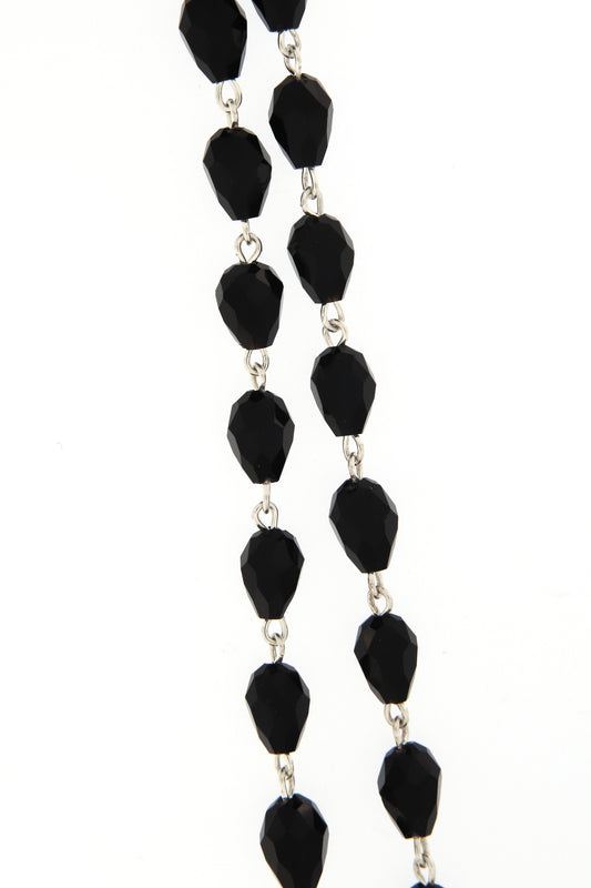 Corona grani in cristallo nero, 7 mm