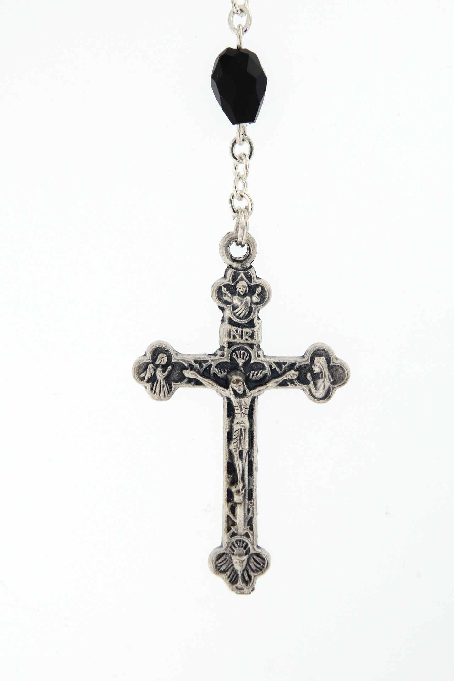 Corona grani in cristallo nero, 7 mm