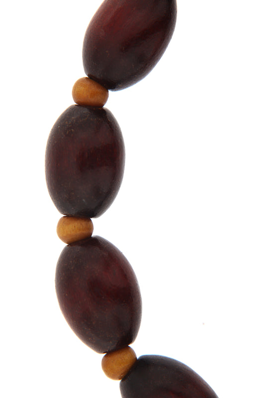 Bracciale decina elastico, grani in legno ovali 1 cm