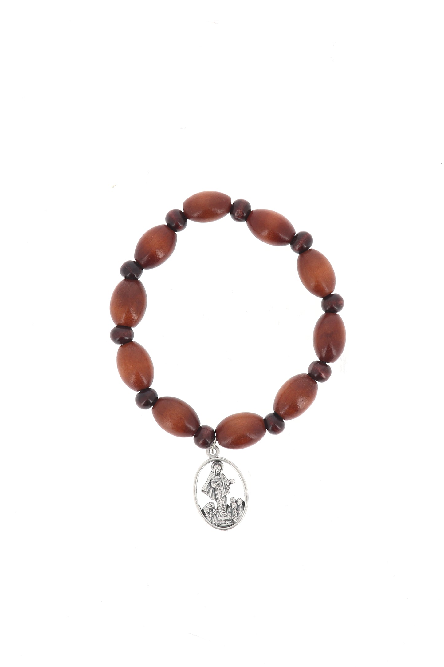 Bracciale decina elastico, grani in legno ovali 1 cm