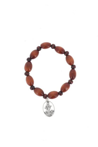 Bracciale decina elastico, grani in legno ovali 1 cm