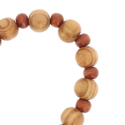 Bracciale decina elastico, grani in legno di pino 1 cm