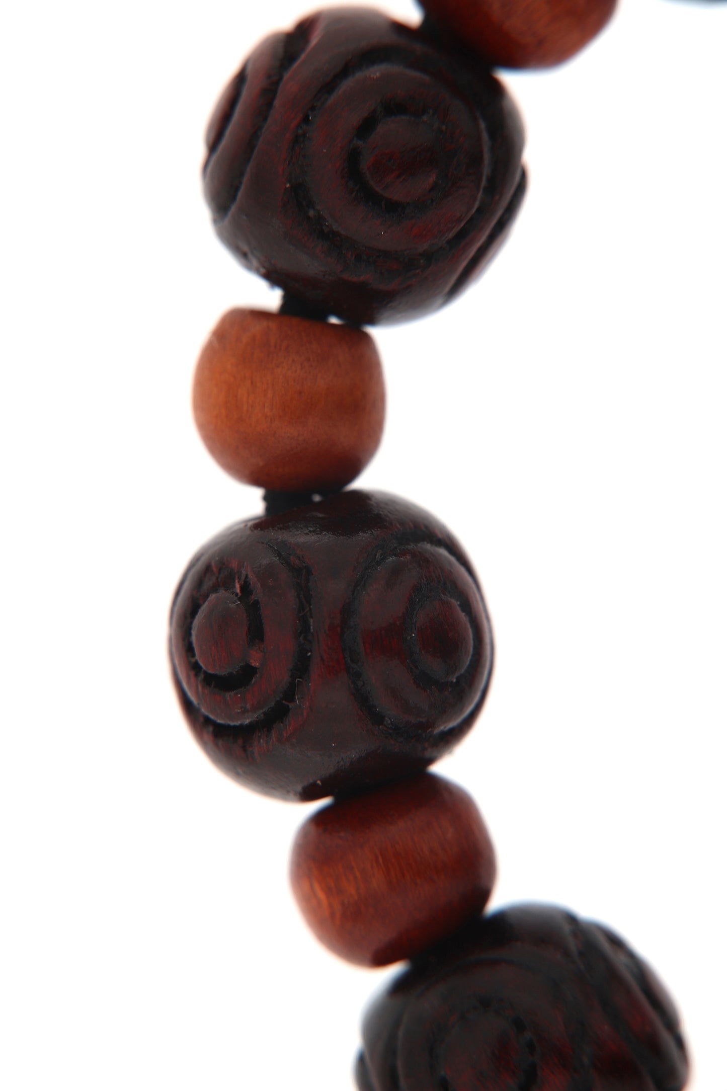 Bracciale decina elastico, grani in legno lavorati 1 cm