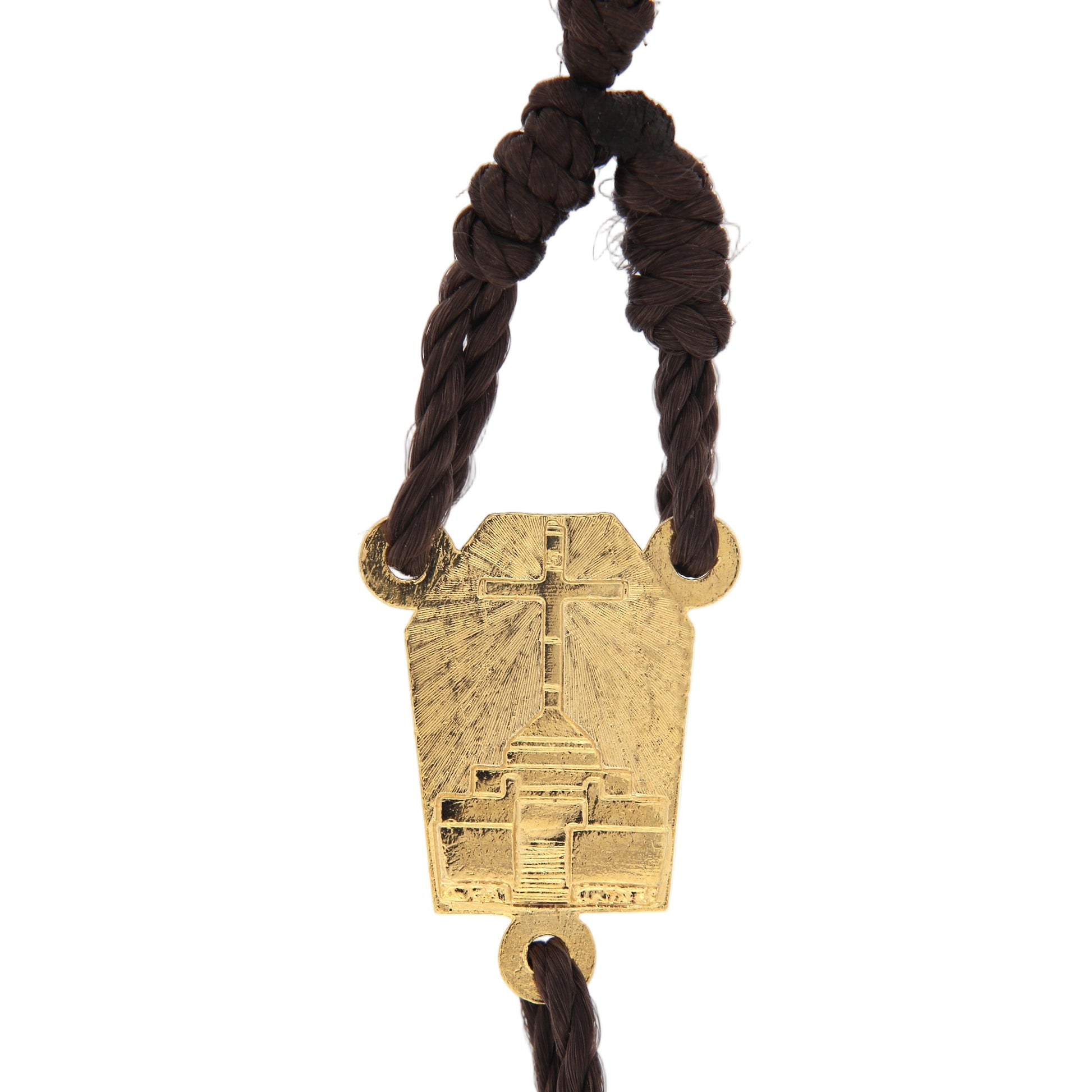 Bracciale decina in corda, grani in ulivo 1 cm