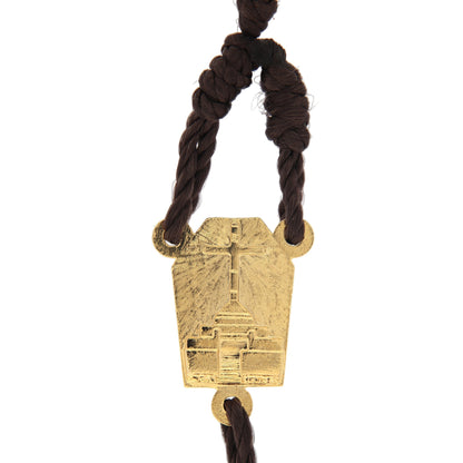 Bracciale decina in corda, grani in ulivo 1 cm