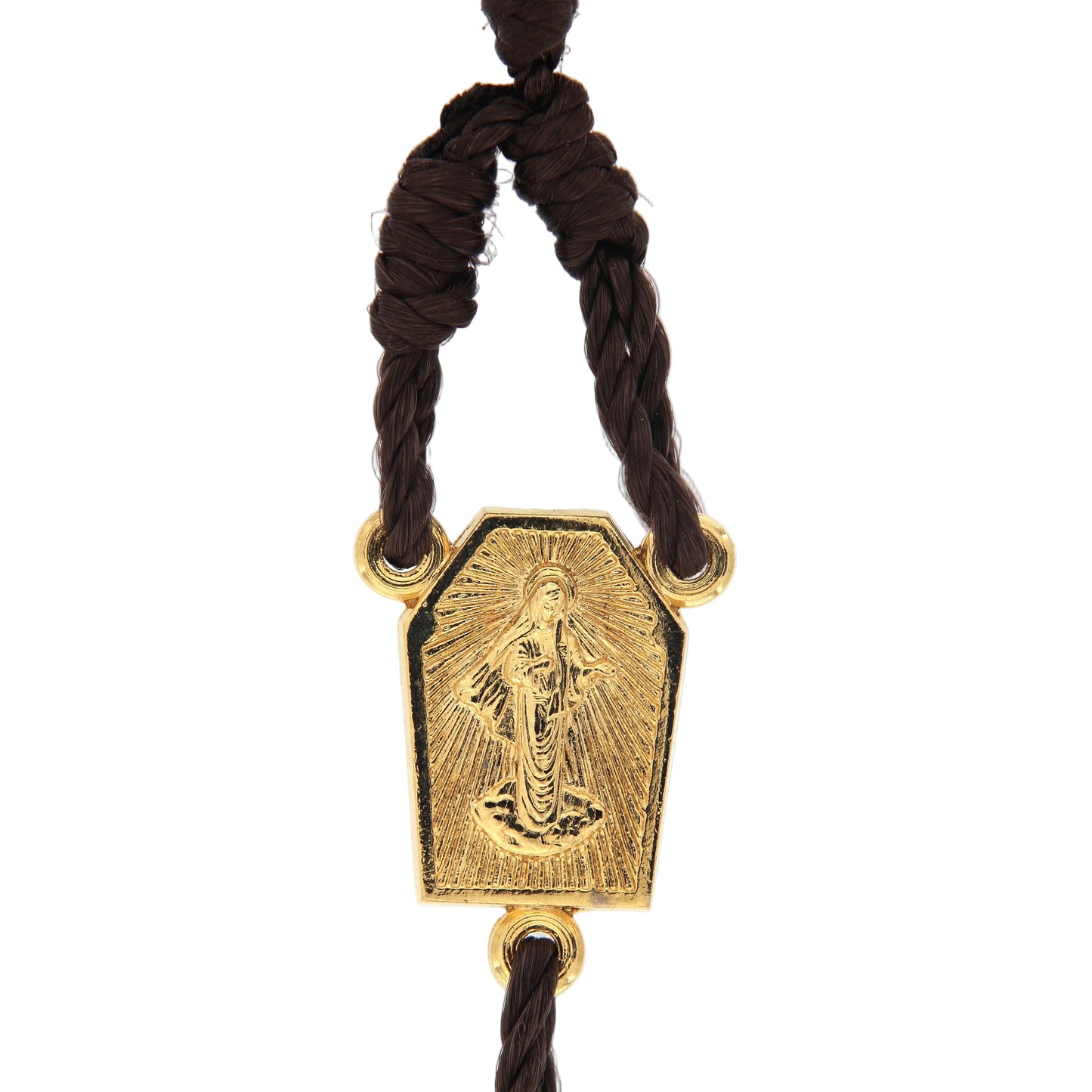 Bracciale decina in corda, grani in ulivo 1 cm