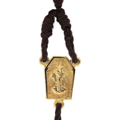 Bracciale decina in corda, grani in ulivo 1 cm