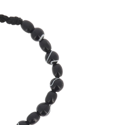 Bracciale decina grani in imitazione madreperla venati neri, 6 mm