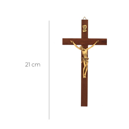 Crocifisso in legno noce, corpo in metallo. Altezza 21 cm