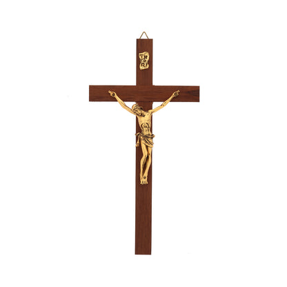 Crocifisso in legno noce, corpo in metallo. Altezza 21 cm