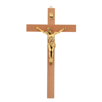 Crocifisso in legno faggio con corpo in metallo. Altezza 28 cm