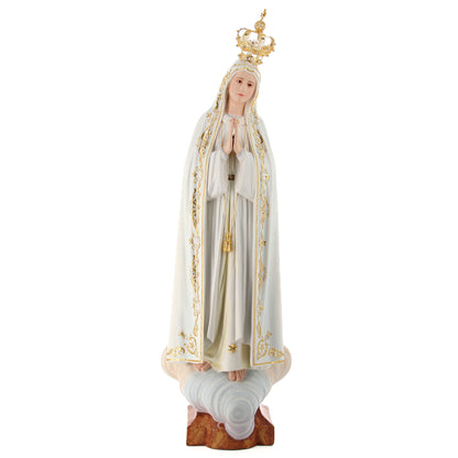 Statua Madonna di Fatima in legno. Altezza 105 cm