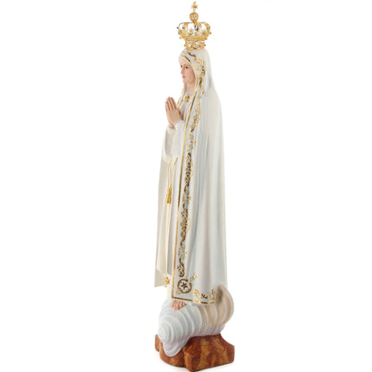 Statua Madonna di Fatima in legno. Altezza 105 cm