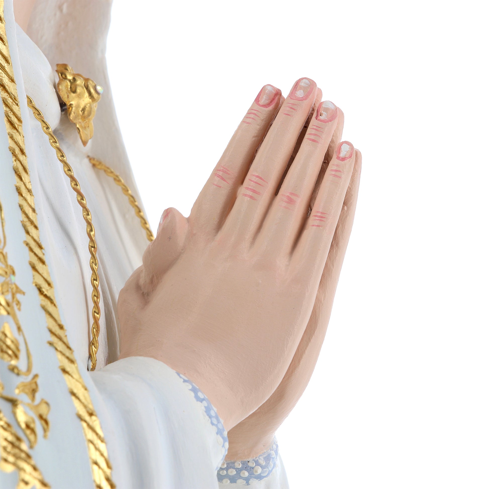 Statua Madonna di Fatima in legno. Altezza 105 cm
