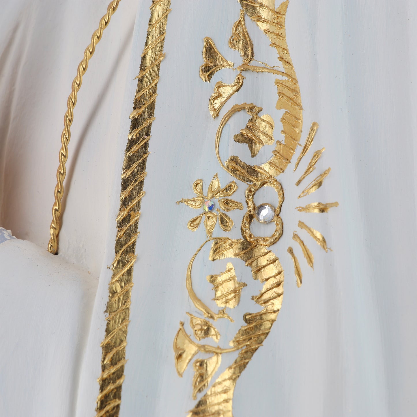 Statua Madonna di Fatima in legno. Altezza 105 cm
