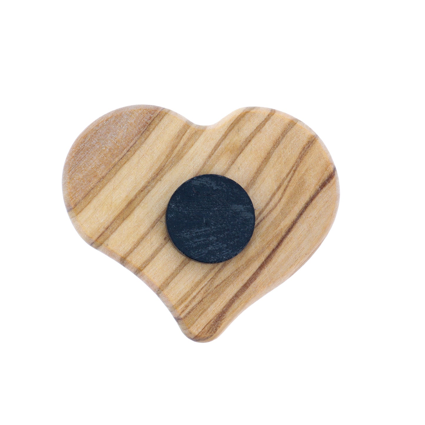 Cuore in legno d'olivo con immagine Assisi. Prodotto personalizzabile. Dimensioni 5x5,5cm