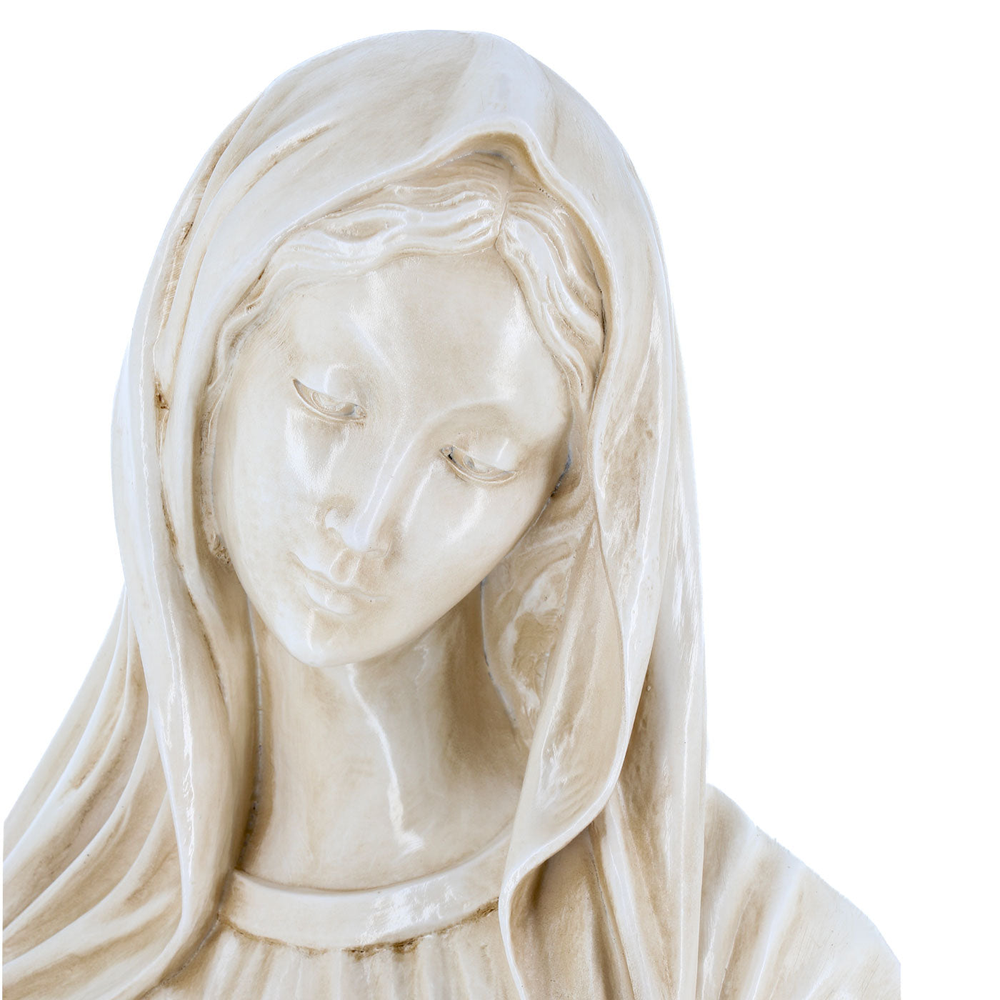 Statua Madonna Regina della Pace di Medjugorie in vetroresina, color avorio. Altezza 130 cm