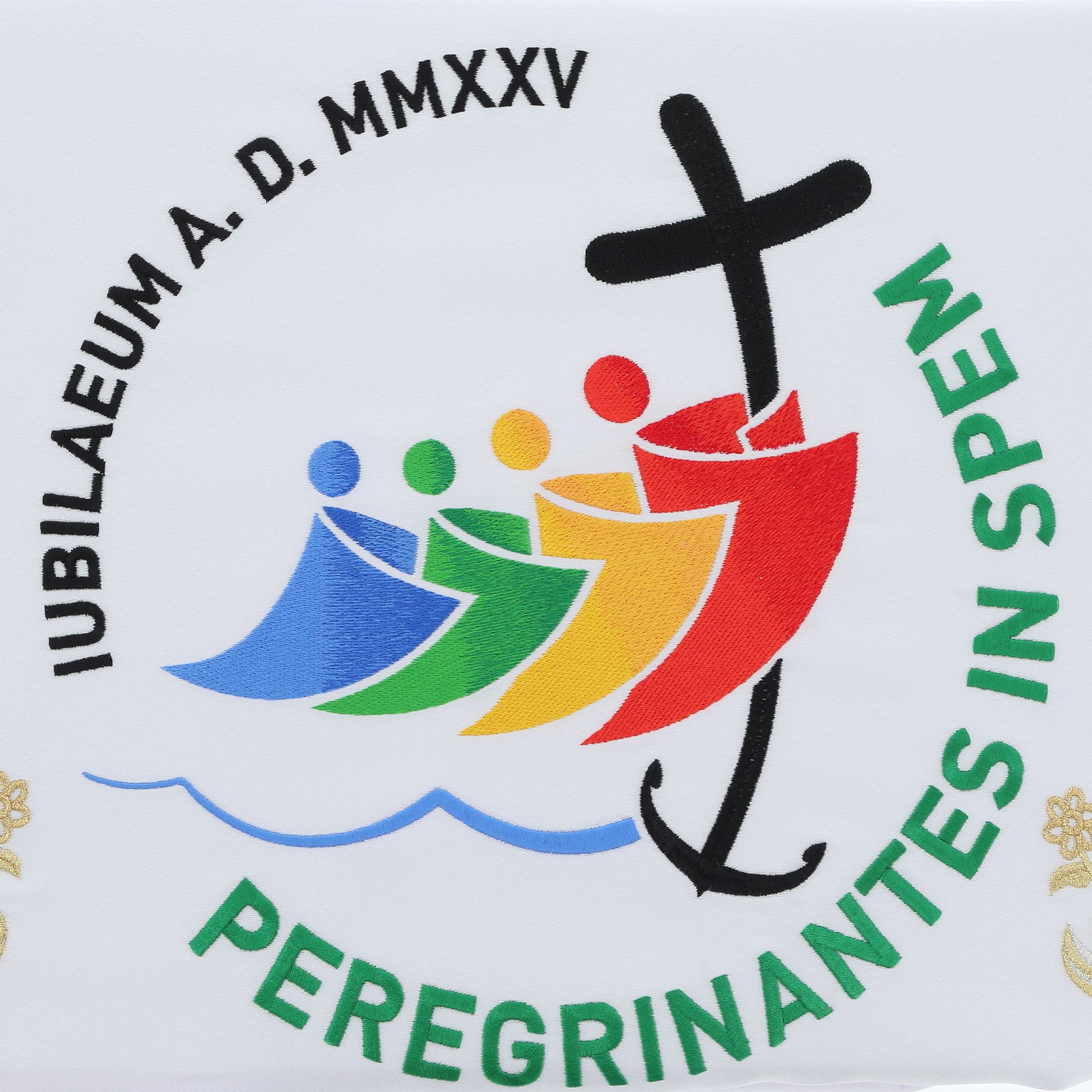 Tovaglia da altare con ricamo e logo Giubileo. Dimensioni 165x300 cm