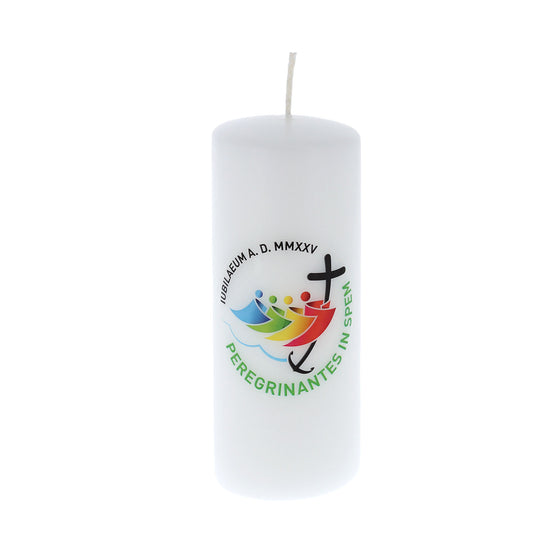 Candela cero da altare con logo Giubileo. Dimensioni 6x15 cm