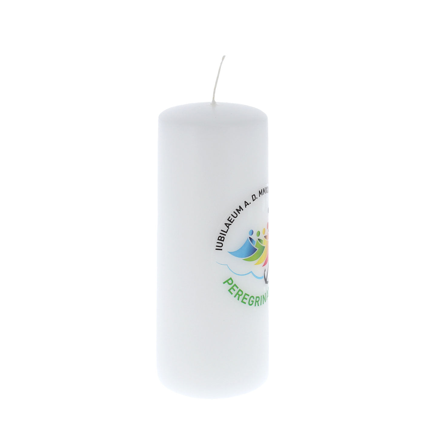 Candela cero da altare con logo Giubileo. Dimensioni 6x15 cm