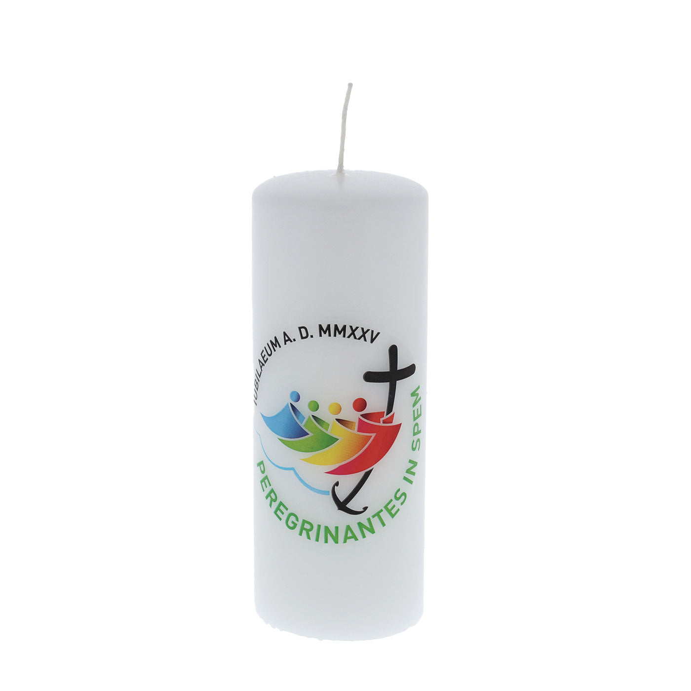 Candela cero da altare con logo Giubileo. Dimensioni 5x13 cm