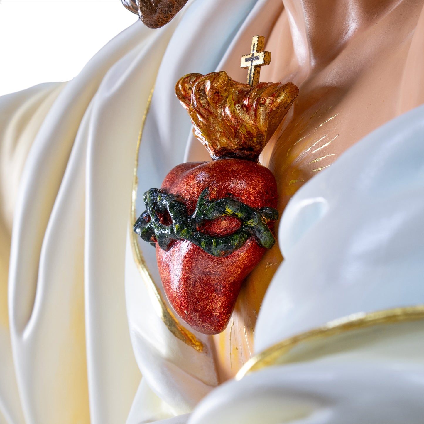 Statua Sacro Cuore di Gesù in legno decorato a mano. Altezza 180 cm