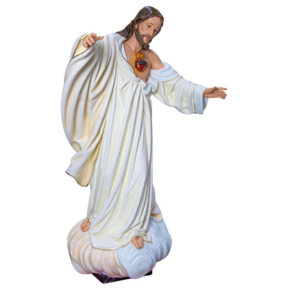 Statua Sacro Cuore di Gesù in legno decorato a mano. Altezza 180 cm