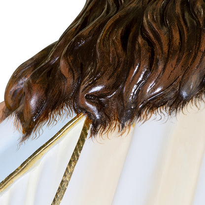 Statua Sacro Cuore di Gesù in legno decorato a mano. Altezza 180 cm