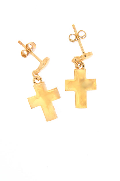 Orecchini pendente Croce in argento 925 rodiato. Dimensioni 1x1,5 cm