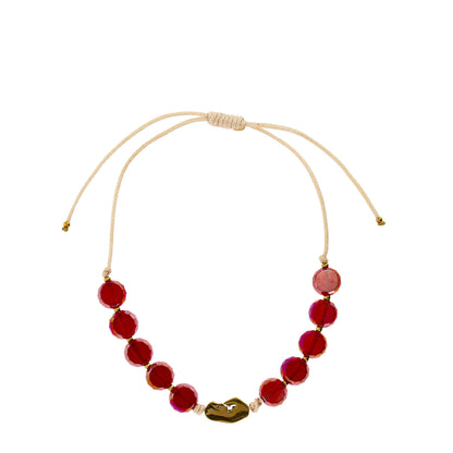 Bracciale Decina Rosario in Cristallo Rosso con Madonna