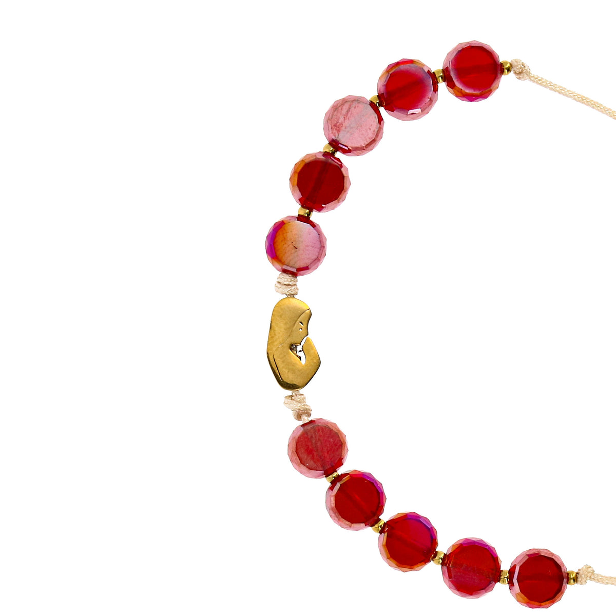 Bracciale Decina Rosario in Cristallo Rosso con Madonna