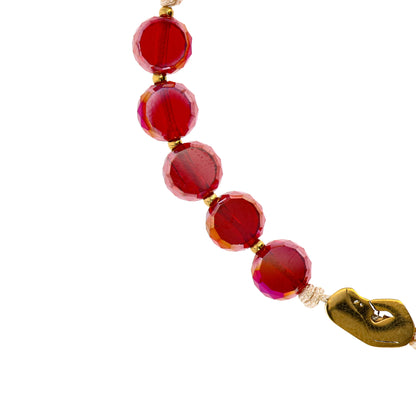 Bracciale Decina Rosario in Cristallo Rosso con Madonna