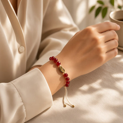 Bracciale Decina Rosario in Cristallo Rosso con Madonna