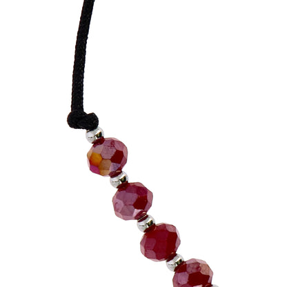 Bracciale decina regolabile con crystal bordeaux nero 4 mm con cuore e infinito