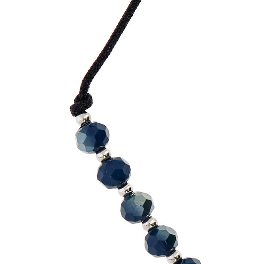 Bracelet dizaine réglable avec cristaux noirs de 4 mm, avec cœur et symbole infini