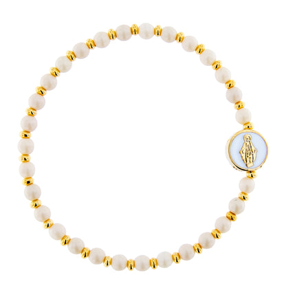 Bracciale Devozionale dorato con Miracolosa panna con ciondolo smaltato