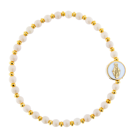 Bracciale Devozionale dorato con Miracolosa panna con ciondolo smaltato