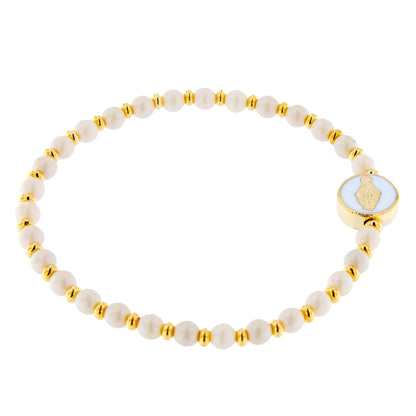 Bracciale Devozionale dorato con Miracolosa panna con ciondolo smaltato